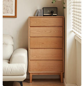 <span class=keywords><strong>Commode</strong></span> étroite à 5 <span class=keywords><strong>tiroirs</strong></span> <span class=keywords><strong>en</strong></span> chêne massif, style moderne minimaliste, avec <span class=keywords><strong>tiroirs</strong></span> cannelés et pieds coniques, pour chambre à coucher - Product Image 2