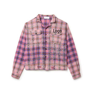 <span class=keywords><strong>Camicia</strong></span> a Quadri in <span class=keywords><strong>Flanella</strong></span> da Uomo con Colletto a Risvolto, Maniche Lunghe e Strass - Ingrosso - Product Image 1