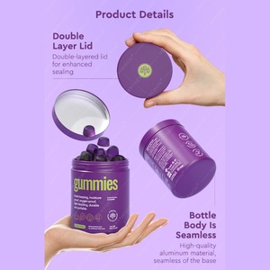 360ml 500ml Round Metallic Package Tin Can Box for Gummy Customized Luxury Cylinder Gummy <b>Container</b> Tins - Product Image 4