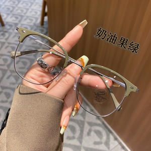 31007 Gafas redondas de medio montura para hombre, montura mediana, lentes de PC, estilo empresarial, gris claro - Product Image 4