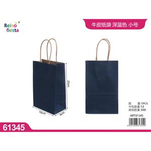 Bolsa de regalo de cartón Kraft ecológica azul profundo 16x22x8cm para alimentos y azúcar Bolsas de compras de papel marrón al por mayor - Product Image 1
