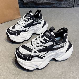 Baskets compensées en cuir véritable pour femme, style mode, antidérapantes, légères, avec semelle intérieure en EVA respirante, sportives et décontractées - Product Image 5