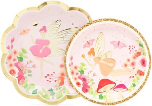 Décoration de fête d'anniversaire féérique rose, ensemble de vaisselle de fête féérique mignonne, assiettes en papier - Product Image 6