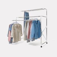 Séchoir à linge pliant extensible en acier inoxydable à 4 barres sur roulettes pour la maison - Vente en gros