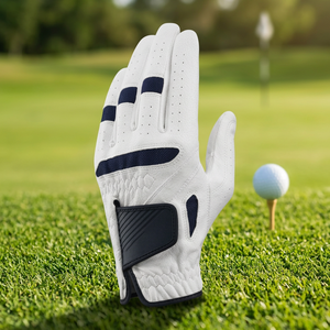 Gant de golf respirant en peau de mouton véritable blanc, main gauche, antidérapant, fermeture auto-agrippante, pour hommes, cyclisme, sports - Product Image 3