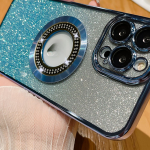 Custodia per telefono in Silicone magnetico con Design diamantato di lusso per <span class=keywords><strong>iPhone</strong></span> <span class=keywords><strong>14</strong></span> 15 Pro Max Cover protettiva per <span class=keywords><strong>fotocamera</strong></span> elettrolitica da ragazza - Product Image 5