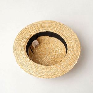 Kids <b>Flat</b> Top Natural Straw <b>Hat</b> Wholesale Skimmer Boater Straw <b>Hat</b> - Product Image 5