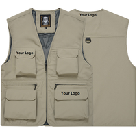 Veste à manches en gros doublure en maille respirante été pêche voyage photo travail extérieur Safari poches multiples gilet de pêche pour hommes