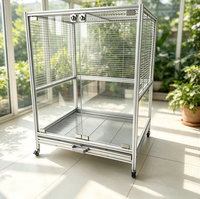 Cage à oiseaux moderne et élégante pour animaux de compagnie, multi-niveaux, en aluminium, en maille galvanisée, en bois, pour perroquets et autres animaux