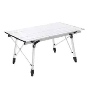 Outdoor Aluminum Wood Roll Table Height Adjustable Banquet Table Folding Picnic Table