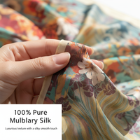 Selendang Sutra Mewah 100% Bermotif untuk Wanita, Vintage Floral Fashion, Lembut, Warna Solid, Berwarna-warni, Musim Panas