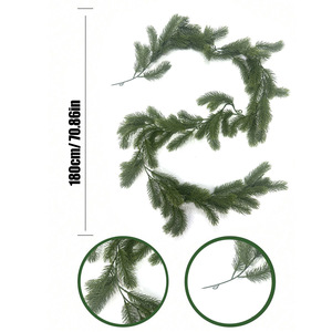 Guirlande de Noël en cèdre simulé Temu, 180 cm, aiguilles de pin blanches, pour décorations de table et de cheminée de Noël - Product Image 2