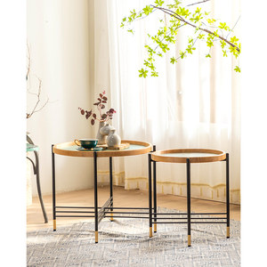 Nhà Máy Trực Tiếp Sản Xuất Hiện Đại Bảng Nhà Phòng Khách Đồ Nội Thất Kim Loại Bên Kính Hàng Đầu Bàn Cà Phê - Product Image 2