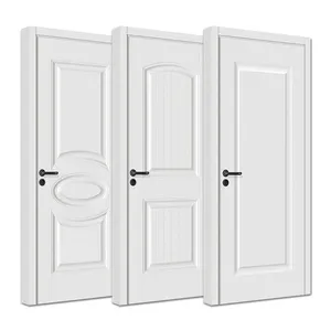 Custom indoor bedroom wooden designs interior room paint white color solid wood doors for house hotel villa
