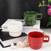 Tasse à café ou thé en porcelaine empilable classique de style nordique, personnalisable, de haute qualité, avec anse – Offre Spéciale