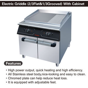 Коммерческий индукционный вертикальный электрический гриль-плита JUSTA с антипригарным покрытием и шкафом для ресторана - Product Image 2