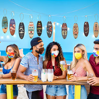 Porte-clés en bois personnalisé sur le thème d'une planche de surf vintage pour les fêtes d'été