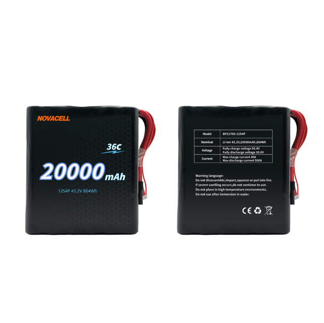 Drone 36C 20000mAh 43.2V 21700 12S4P 36C High Rate NCM Li-ion Battery Pack 20Ah Rechargeable ODM OEM for FPV Drones UAV EV