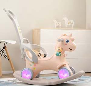 Chaise à bascule d'intérieur multifonctionnelle 2-en-1 Jouet animal en PVC pour bébé enfant Colorful Indoor Ride <span class=keywords><strong>Hobbyhorse</strong></span> Rose Orange - Product Image 6