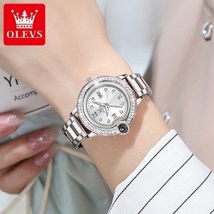 OLEVS 5588 New Diamond <strong>Wach</strong> for Women Fashion Ladies Stainless Steel Waterproof Multifunctional Chronograph Quartz Watches - Product Image 5