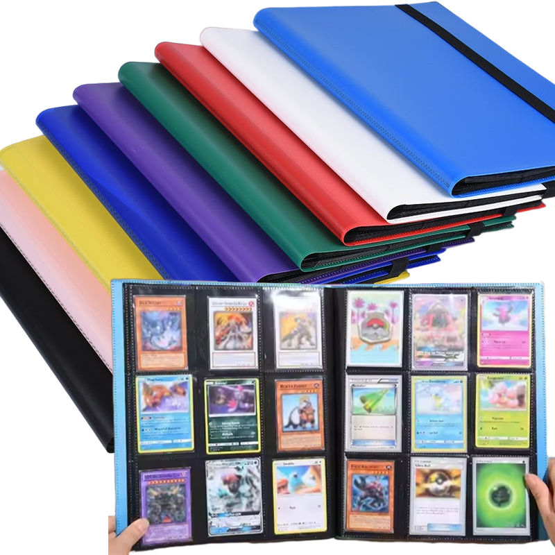 Classeur à cartes à 4 pochettes en PVC, reliure à sangle, pages fixes, 20 pages