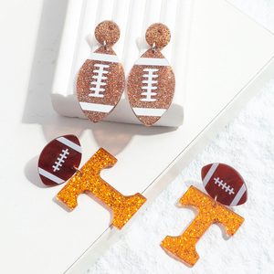 Personalità Hip hop sport Star Team Sans Rugby stampa divertente Glitter gioielli americano calcio acrilico orecchini pendenti 2024 - Product Image 4