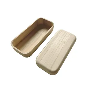 Rustic Gift Storage Boxes Wholesale Balsa Wood Box Rounded Corners Wood Stash Box Packaging Hard Wooden Eyewear Sunglasses Case