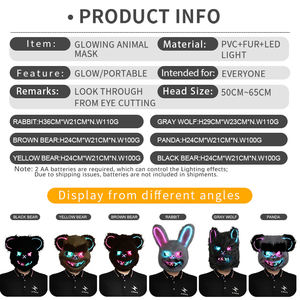 Maschera animale insanguinata a luce colorata personalizzata per feste di pasqua di Halloween <span class=keywords><strong>Horror</strong></span> malvagio per adulti peluche animale maschera integrale - Product Image 6