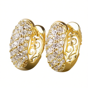 Elegantes pendientes de diamantes de oro macizo de 18 quilates, corte brillante redondo, color G, diamantes naturales, joyería clásica de boda para mujer - Product Image 1