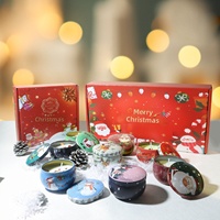 Bougies parfumées créatives de Noël en pots mignons, parfums d'ambiance pour la maison, cadeaux d'anniversaire, petites boîtes en fer blanc, cadeaux de fête, faites à la main