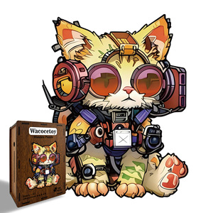 Joli <span class=keywords><strong>puzzle</strong></span> en <span class=keywords><strong>bois</strong></span> durable en forme de <span class=keywords><strong>chat</strong></span> avec lunettes et tirelire intégrée pour enfants et adultes - Product Image 1