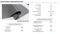 États-unis en stock Wupro 100/120 pouces PVC noir cristal écran de projection à cadre fixe 16:9 4K HDR écran de projecteur mural ALR