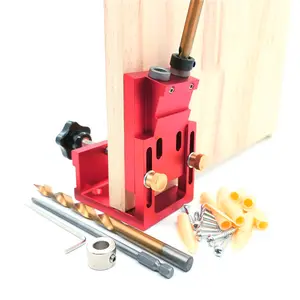 NEW Pocket Hole Drill Guide Dowel Jig Oblique Hole Locator Drilling Kit Aluminium Woodworker DIY Tools with 9mm Drill Bit