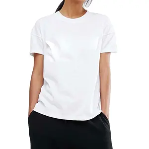 2021 여름 도매 온라인 싼 로고 인쇄 일반 흰색 티셔츠
