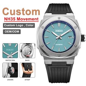 Montre mécanique automatique en acier inoxydable squelette personnalisé pour hommes, étui de luxe pour le sport, mouvement Seiko, logo en silicone et verre - Product Image 1