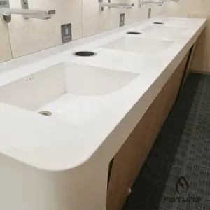 100% Acrylic raw materials solid surface public washbasin sink for mall