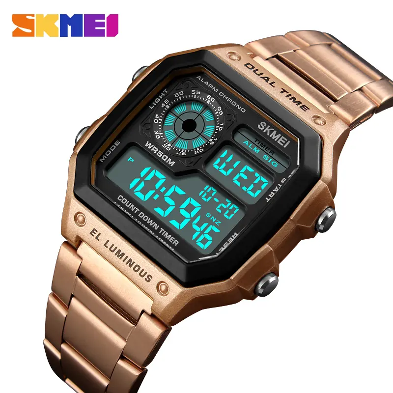 SKMEI 1335 Reloj Deportivo Digital Men Watches Men Waterproof Sport Watch Stainless Steel Wristwatch Relojes Deportivos Zegarek