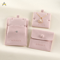 Auralux luxe Logo personnalisé marque petit sac à bijoux rose emballage de pochettes à bijoux en microfibre
