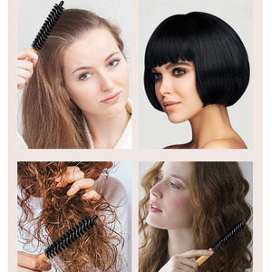 Peigne rond professionnel en bois pour femmes, idéal pour le coiffage des franges, la création <span class=keywords><strong>de</strong></span> volume à la racine des <span class=keywords><strong>cheveux</strong></span> et la coiffure des <span class=keywords><strong>cheveux</strong></span> bouclés pour hommes - Product Image 4