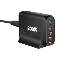 Cargador Multi-Puerto de Alta Potencia PD 200W, Multifuncional y de Carga Rápida para Teléfonos y Computadoras, con 4 Años de Garantía, Superventas