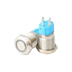 Interrupteur combiné 220V 3A, 1NO, protection IP67, bouton en acier inoxydable de 12 mm, tête plate, anneau lumineux LED - Product Image 1