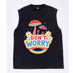 Chaleco Retro Oversize Lavado con Estampado de Burbujas '<span class=keywords><strong>Dont</strong></span> <span class=keywords><strong>Worry</strong></span>' y Margaritas de Colores, Estilo Urbano, Venta al por Mayor desde Almacén de EE. UU. - Product Image 5