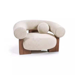 Bắc Âu rắn gỗ cong sofa ánh sáng sang trọng vải thiết kế đơn giản Hai-Ba người cắt đặt cho căn hộ nhỏ giải trí - Product Image 6