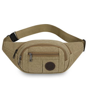 Men's Canvas Waist Bag Multi Functional Outdoor Travel Hip Pack Khaki Brown Black Army Green - Product Image 5