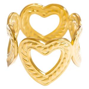 Heart Shape <b>Titanium</b> Steel <b>Rings</b> For Women 18K Gold Plated Minimalist Design Gift Jewelry Irregular Pattern Fashion <b>Ring</b> - Product Image 5