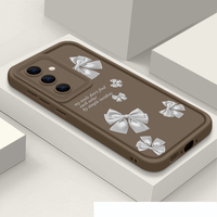 Étui de téléphone portable en TPU antichoc de style lentille d'appareil photo avec nœud argenté imprimé pour Samsung A14 A15 A16 A21S A22 A23 A24 A25
