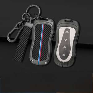 Cuir + TPU Métal Alliage de Zinc Fibre de Carbone Porte-clés de Voiture Sac avec Porte-clés pour Clé de Voiture Intelligente Geely - Product Image 1