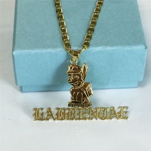 独特的镀金不锈钢定制卡通人物名字儿童项链个性化涂鸦项链珠宝礼品 - Product Image 3