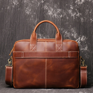 Maletín Bandolera Unisex de Cuero Genuino, Nuevo de Fábrica, Gran Capacidad, con Cierre de Cremallera, para Viajes de Negocios - Product Image 4