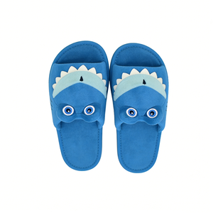 Chaussons requin personnalisés pour enfants, claquettes requin bleues à bout ouvert, chaussons d'intérieur requin en peluche pour garçons, chaussures d'intérieur requin dessin animé - Product Image 4